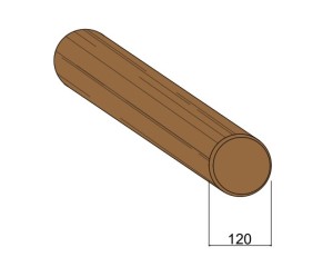Rondin Bois Fraisé Raboté Traité Autoclave Classe 4 Marron - Diam. 120 mm