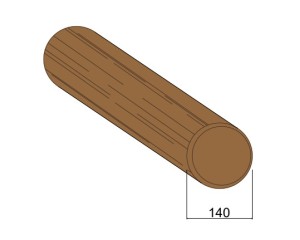 Rondin Bois Fraisé Raboté Traité Autoclave Classe 4 Marron - Diam. 140 mm