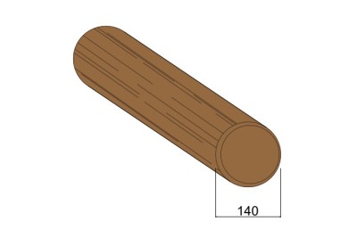 Rondin Bois Fraisé Raboté Traité Autoclave Classe 4 Marron - Diam. 140 mm
