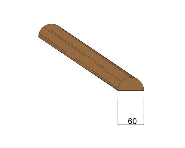 Demi Rondin Bois Fraisé Raboté Traité Autoclave Classe 4 Marron - Diam. 60 mm