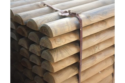 Demi Rondin Bois Fraisé Raboté Traité Autoclave Classe 4 Marron