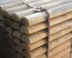 Demi Rondin Bois Fraisé Raboté Traité Autoclave Classe 4 Marron - Diam. 120 mm 2