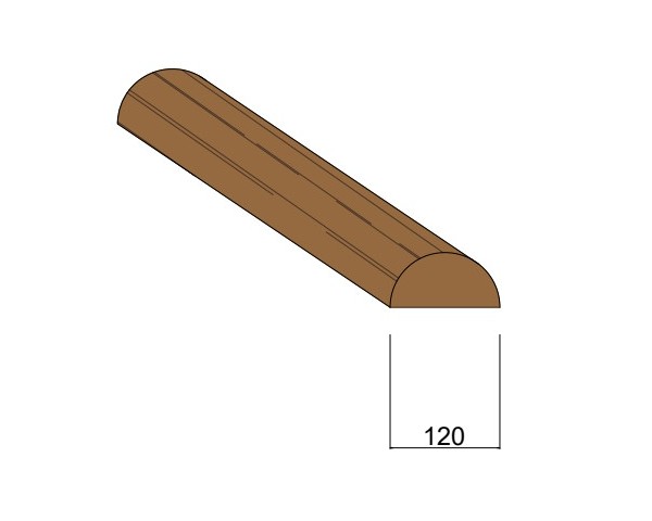 Demi Rondin Bois Fraisé Raboté Traité Autoclave Classe 4 Marron - Diam. 120 mm
