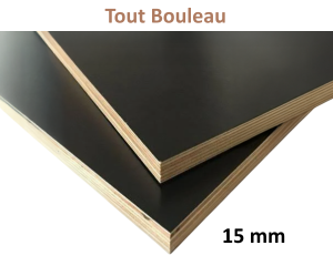 Panneau Contreplaqué Filmé - Tout Bouleau - 3,00 m x 1,50 m - ép.15 mm