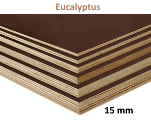 Panneau Contreplaqué Filmé - 100% Eucalyptus - 2,50 m x 1,25 m - ép.15 mm