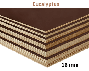 Panneau Contreplaqué Filmé - 100% Eucalyptus - 2,50 m x 1,25 m - ép.18 mm