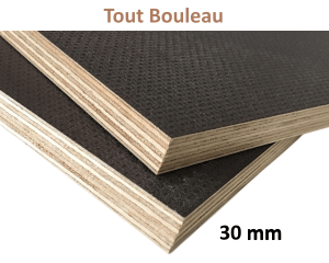 Panneau Contreplaqué Filmé - Antidérapant Tout Bouleau - 2,50 m x 1,25 m - ép.30 mm