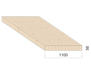 Panneau Lamellé-collé Hévéa - 4,50 m x 1,10 m - ép.56 mm