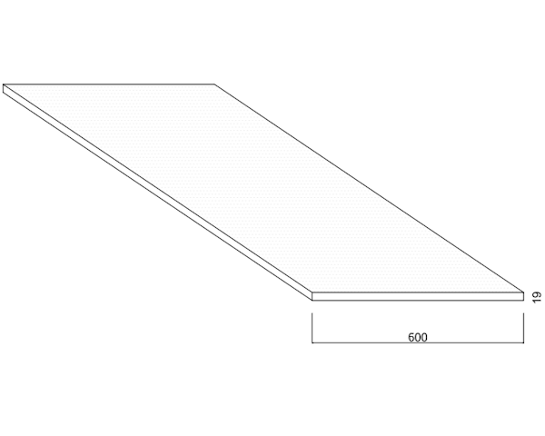 Tablette Mélaminé - Blanc Givré - 600 mm - ép.19 mm