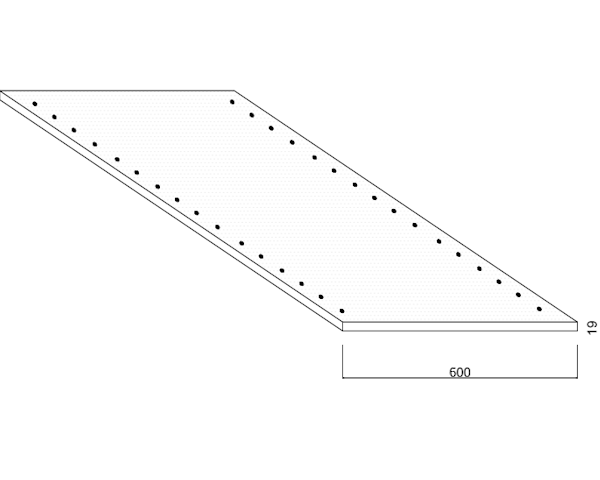 Tablette pré-percée Mélaminé - Blanc - 600 mm - ép.19 mm
