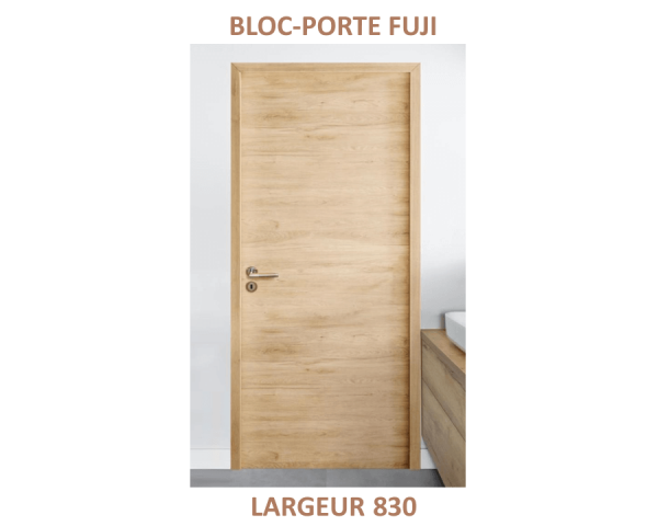 Bloc-porte Fuji - Alvéolaire - Fin de chantier - Mélaminé chêne naturel - 204 cm x 83 cm