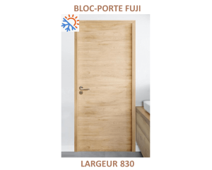 Bloc-porte Fuji - Âme isolante - Thermique - Fin de chantier - Mélaminé chêne naturel - 204 cm x 83 cm