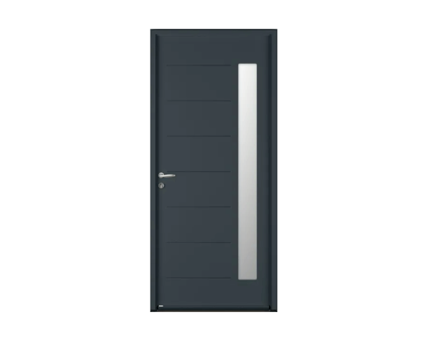 Portes d'entrée ACIER - ABSCISSE EVO - Anthracite - Poussant Droit - 215 cm x 90 cm
