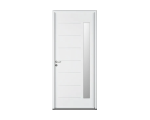 Portes d'entrée ACIER - ABSCISSE EVO - Blanc - Poussant Droit - 215 cm x 90 cm