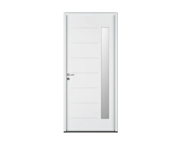 Portes d'entrée ACIER - ABSCISSE EVO - Blanc - Poussant Droit - 215 cm x 90 cm