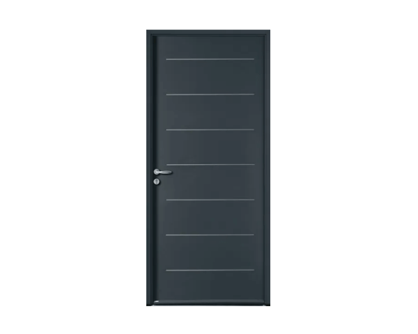Portes d'entrée ACIER - ÉQUATION - Anthracite - Poussant Droit - 215 cm x 90 cm