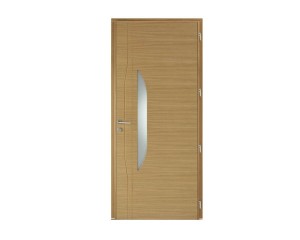 Porte d'entrée Bois et Alu modèle AZUR Mixte. Vue extérieure. 2