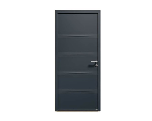 Porte d'entrée Bois et Alu modèle DUNE Mixte. Vue extérieure.