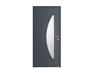 Porte d'entrée Bois et Alu modèle GAIA Mixte. Vue extérieure.