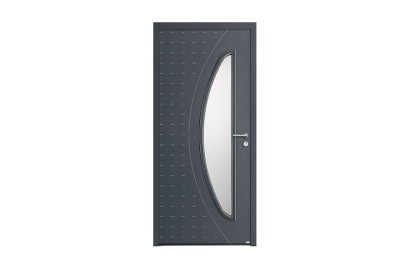 Porte d'entrée Bois et Alu modèle GAIA Mixte. Vue extérieure. Porte d'entrée Bois et Alu modèle GAIA Mixte. Vue extérieure.