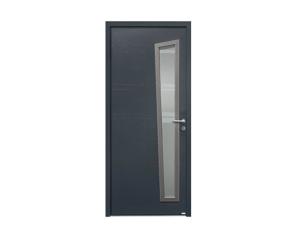 Porte d'entrée Bois et Alu modèle OPALE Mixte. Vue extérieure.