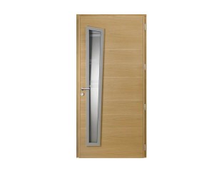 Porte d'entrée Bois et Alu modèle OPALE Mixte. Vue extérieure. 2