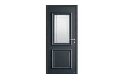 Porte d'entrée Bois et Alu modèle ISAAC Mixte. Vue extérieure. Porte d'entrée Bois et Alu modèle ISAAC Mixte. Vue extérieure.