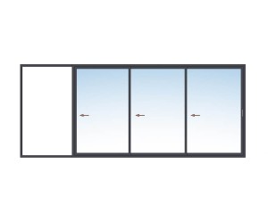 Coulissant à galandage 3 vantaux 3 rails