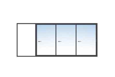 Coulissant à galandage 3 vantaux 3 rails