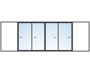 Coulissant à galandage 4 vantaux 2 rails.