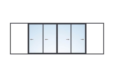 Coulissant à galandage 4 vantaux 2 rails.