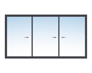 Baie coulissante 3 vantaux 3 rails