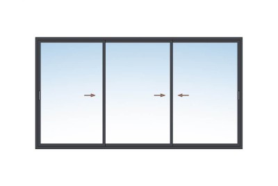 Baie coulissante 3 vantaux 3 rails