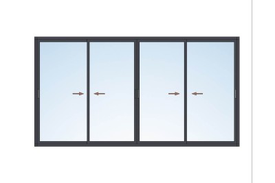 Baie coulissante 4 vantaux 2 rails.