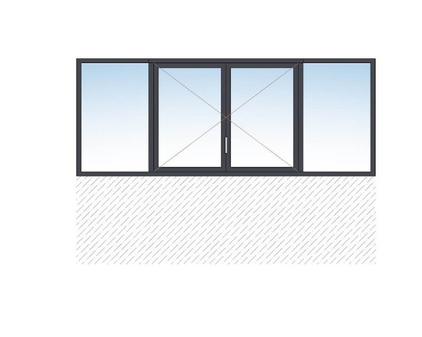 Fenêtre 2 vantaux + fixes aluminium