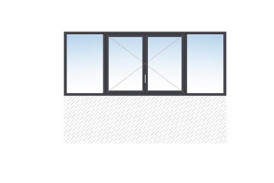 Fenêtre 2 vantaux + fixes aluminium