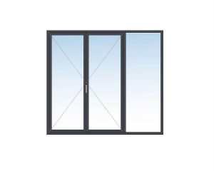 Porte Fenêtre 2 vantaux + fixe aluminium