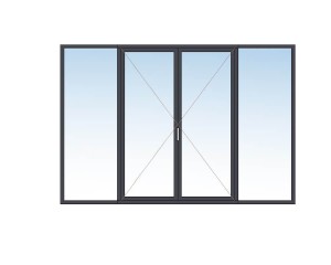 Porte Fenêtre 2 vantaux + 2 fixes aluminium