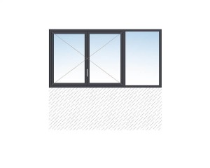 Fenêtre 2 vantaux + fixe PVC.