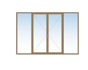 Porte Fenêtre 2 vantaux + 2 fixes BOIS.