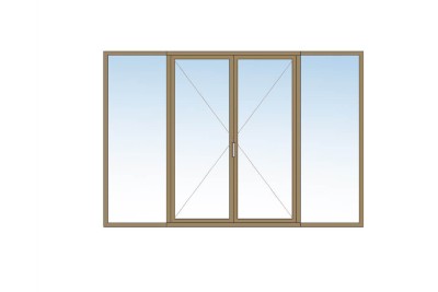 Porte Fenêtre 2 vantaux + 2 fixes BOIS.