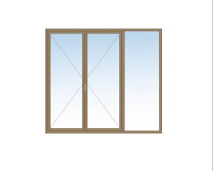 Porte Fenêtre 2 vantaux + 1 fixe BOIS