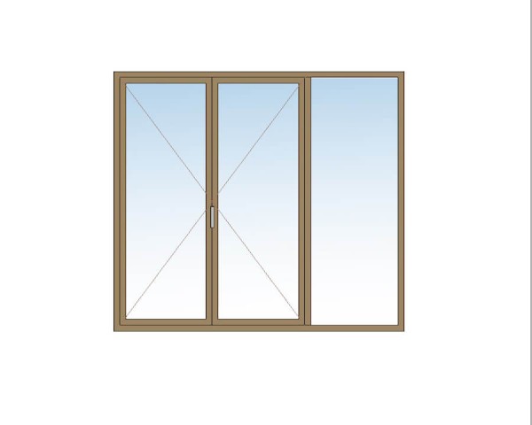 Porte Fenêtre 2 vantaux + 1 fixe BOIS