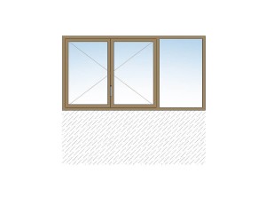 Fenêtre 2 vantaux +1 fixe BOIS