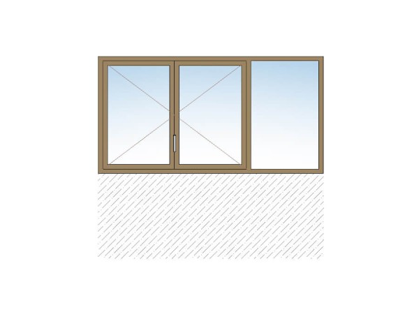 Fenêtre 2 vantaux +1 fixe BOIS