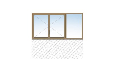 Fenêtre 2 vantaux +1 fixe BOIS