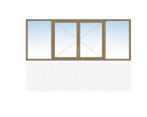 Fenêtre 2 vantaux +2 fixes BOIS