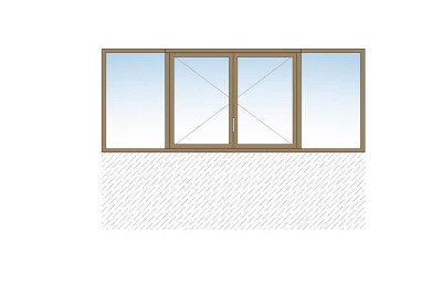 Fenêtre 2 vantaux +2 fixes BOIS