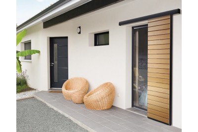 Volet coulissant aluminium et bois ALATE. Vue d'ambiance Volet coulissant aluminium et bois ALATE. Vue d'ambiance