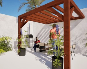 Pergolas TERRASOL bois murale 3.00 x 3.00